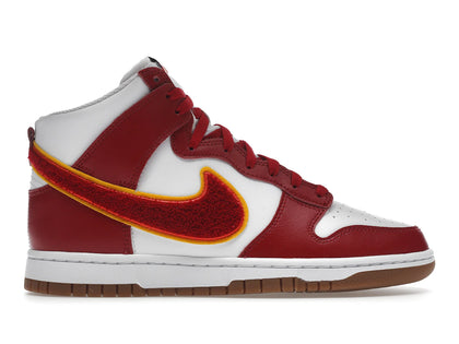 Nike Dunk High Chenille Swoosh White Gym Red - authentic Nike sneakers