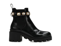 Gucci Crystal Belt 60mm Ankle Boot Black Leather