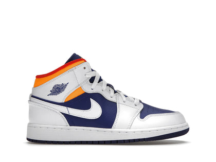 Jordan 1 Mid White Laser Orange Deep Royal Blue (GS) - authentic Jordan sneakers