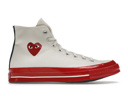 Converse Chuck Taylor All Star 70 Hi Comme des Garcons PLAY Egret Red Midsole - authentic Converse sneakers