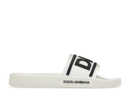 Dolce & Gabbana Beachwear Sliders DG Logo White Black - authentic Dolce & Gabbana sneakers
