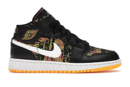 Jordan 1 Mid Black Laser Orange Bright Melon (GS) - authentic Jordan sneakers