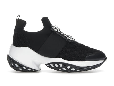 Roger Vivier Viv' Run Fabric Black White Crystal Buckle (Women's)