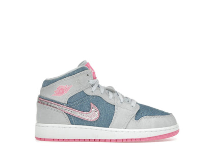 Jordan 1 Mid Denim Sequin (GS) - authentic Jordan sneakers