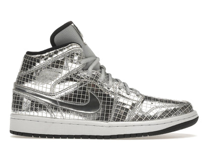 Jordan 1 Mid SE Disco Metallic Silver (Women's) - authentic Jordan sneakers