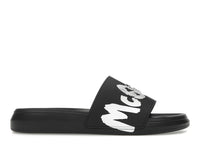 Alexander McQueen Grafitti Logo Slide Black White
