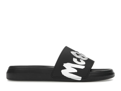Alexander McQueen Grafitti Logo Slide Black White