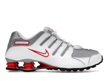 Nike Shox NZ White Red Metallic Silver - authentic Nike sneakers