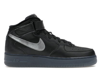 Nike Air Force 1 Mid PRM Black Metallic Silver - authentic Nike sneakers