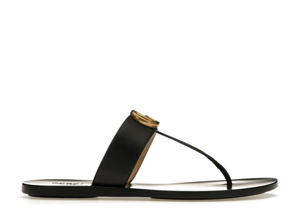Gucci Double G Thong Sandal Black Leather - authentic Gucci sneakers