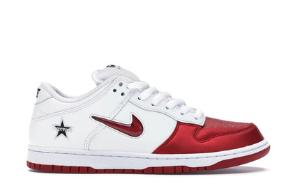Nike SB Dunk Low Supreme Jewel Swoosh Red - authentic Nike sneakers