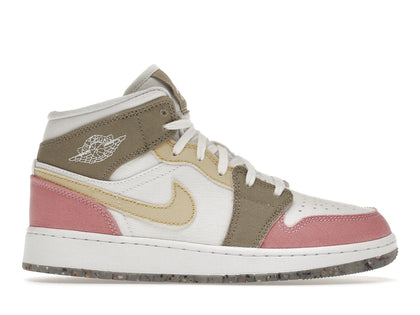 Jordan 1 Mid SE Pastel Vivid Green Grind (GS) - authentic Jordan sneakers