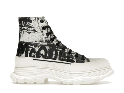 Alexander McQueen Graffiti Tread Slick Boot White Black (Women's) - authentic Alexander McQueen sneakers