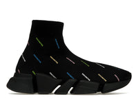 Balenciaga Speed 2.0 AllOver Logo Recycled Knit Black Multicolor