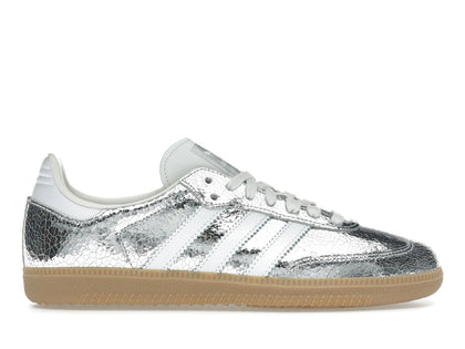 adidas Samba OG Silver Metallic Cracked Leather (Women's) - authentic adidas sneakers