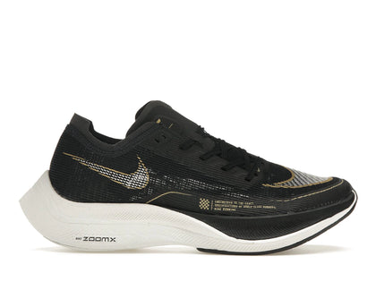 Nike ZoomX Vaporfly Next% 2 Black Metallic Gold Coin (Women's) - authentic Nike sneakers