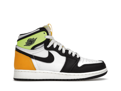 Jordan 1 Retro High White Black Volt University Gold (GS) - authentic Jordan sneakers