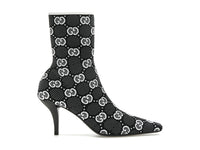 Gucci GG 75mm Knit Ankle Boots Black White Fabric