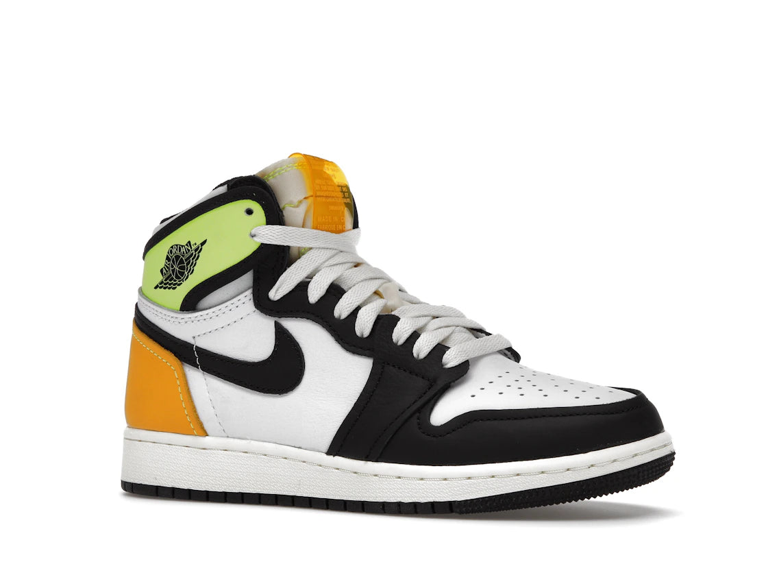 Jordan 1 Retro High White Black Volt University Gold (GS) - vue secondaire A