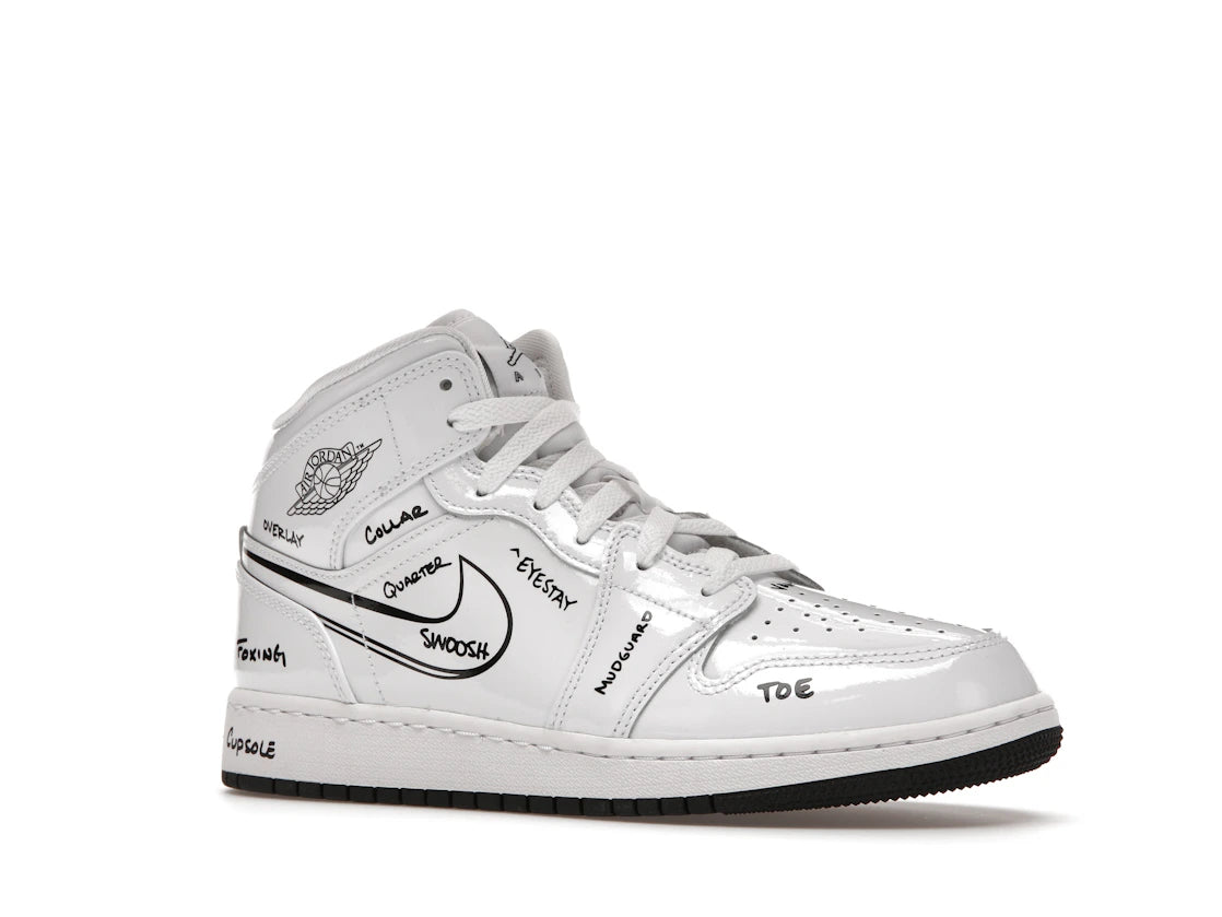 Jordan 1 Mid Schematic (GS) - vue secondaire A