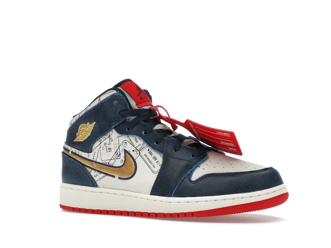 Jordan 1 Mid SE Take Flight Gold Swoosh (GS) - vue secondaire A