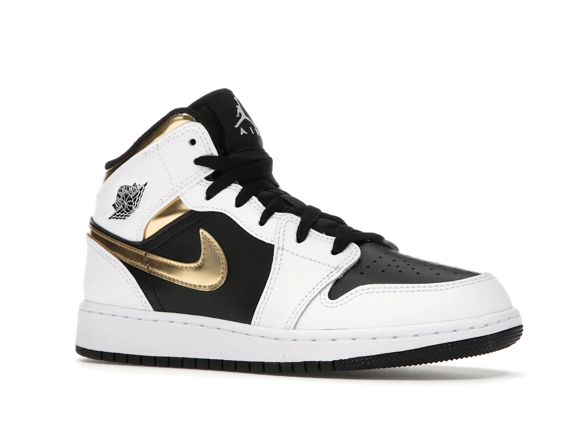 Jordan 1 Mid White Gold Black (GS) - vue secondaire A