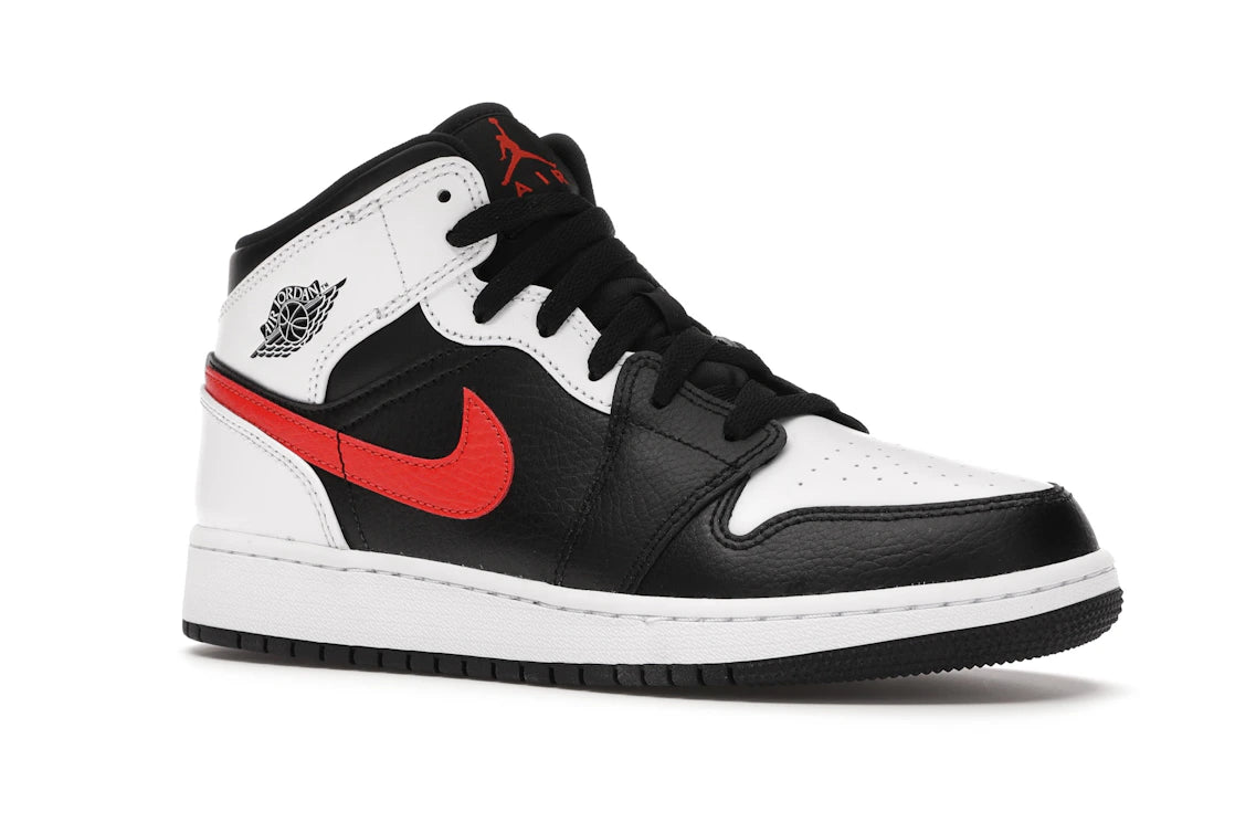 Jordan 1 Mid White Black Chile Red (GS) - vue secondaire A