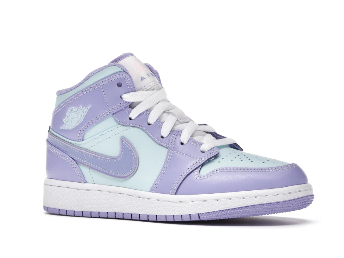 Jordan 1 Mid Purple Aqua (GS) - vue secondaire A