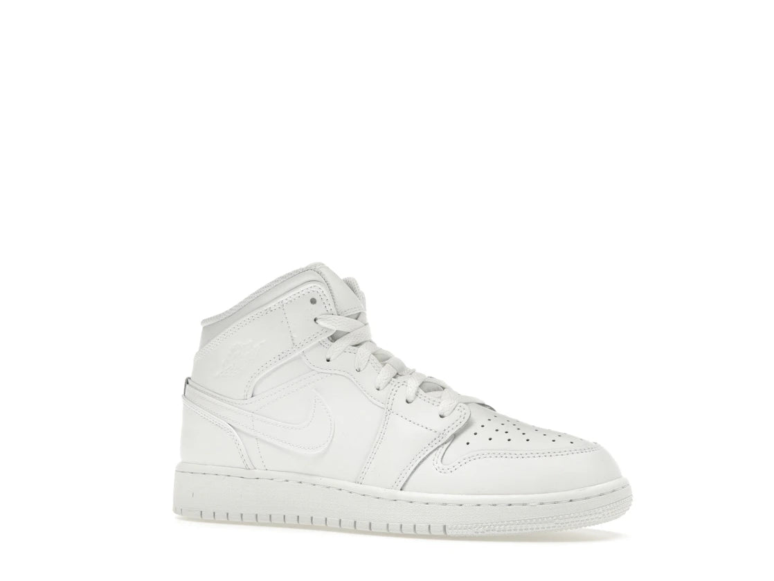 Jordan 1 Mid Triple White (2023) (GS) - vue secondaire A