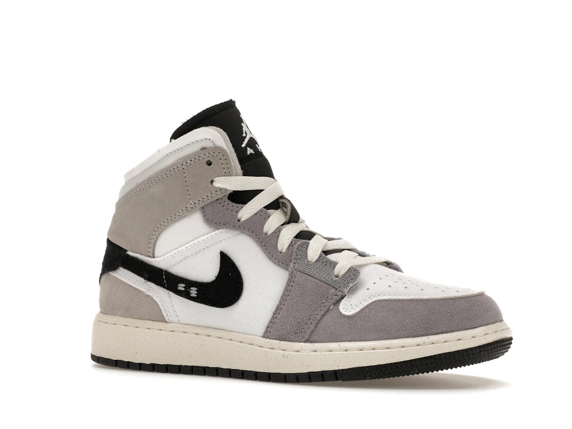 Jordan 1 Mid SE Craft White Cement Grey Black (GS) - vue secondaire A