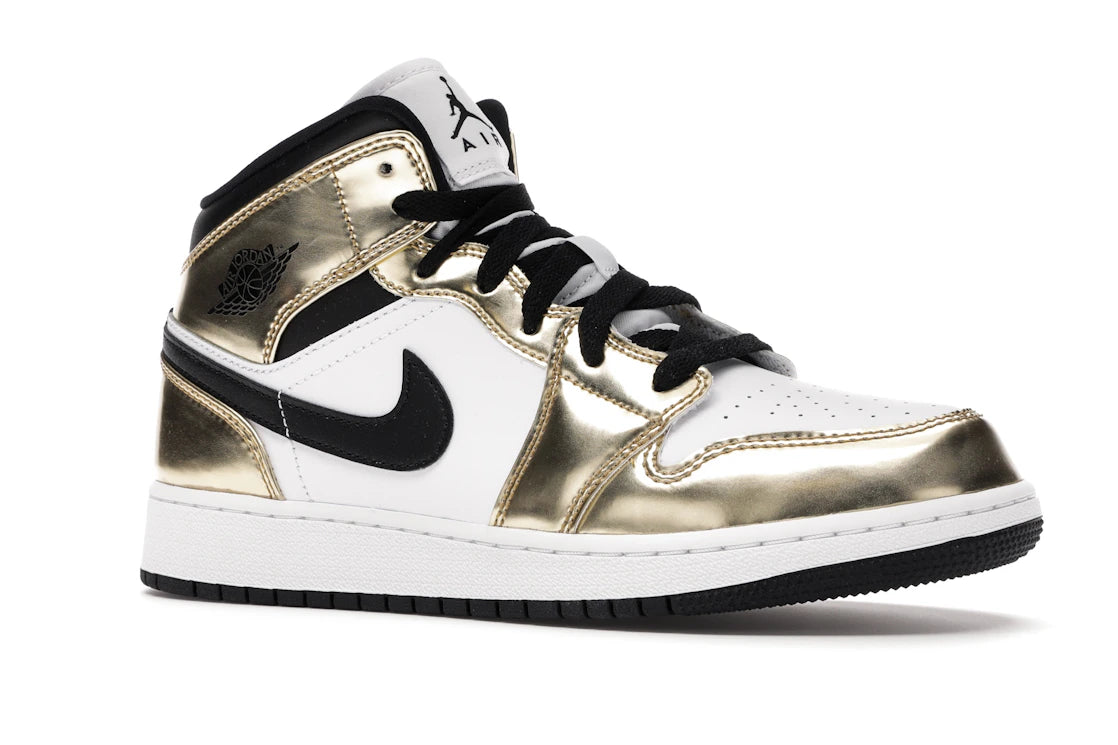 Jordan 1 Mid Metallic Gold Black White (GS) - vue secondaire A