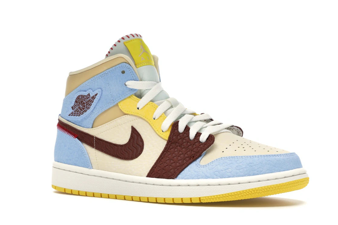 Jordan 1 Mid SE Fearless Maison Chateau Rouge - vue secondaire A