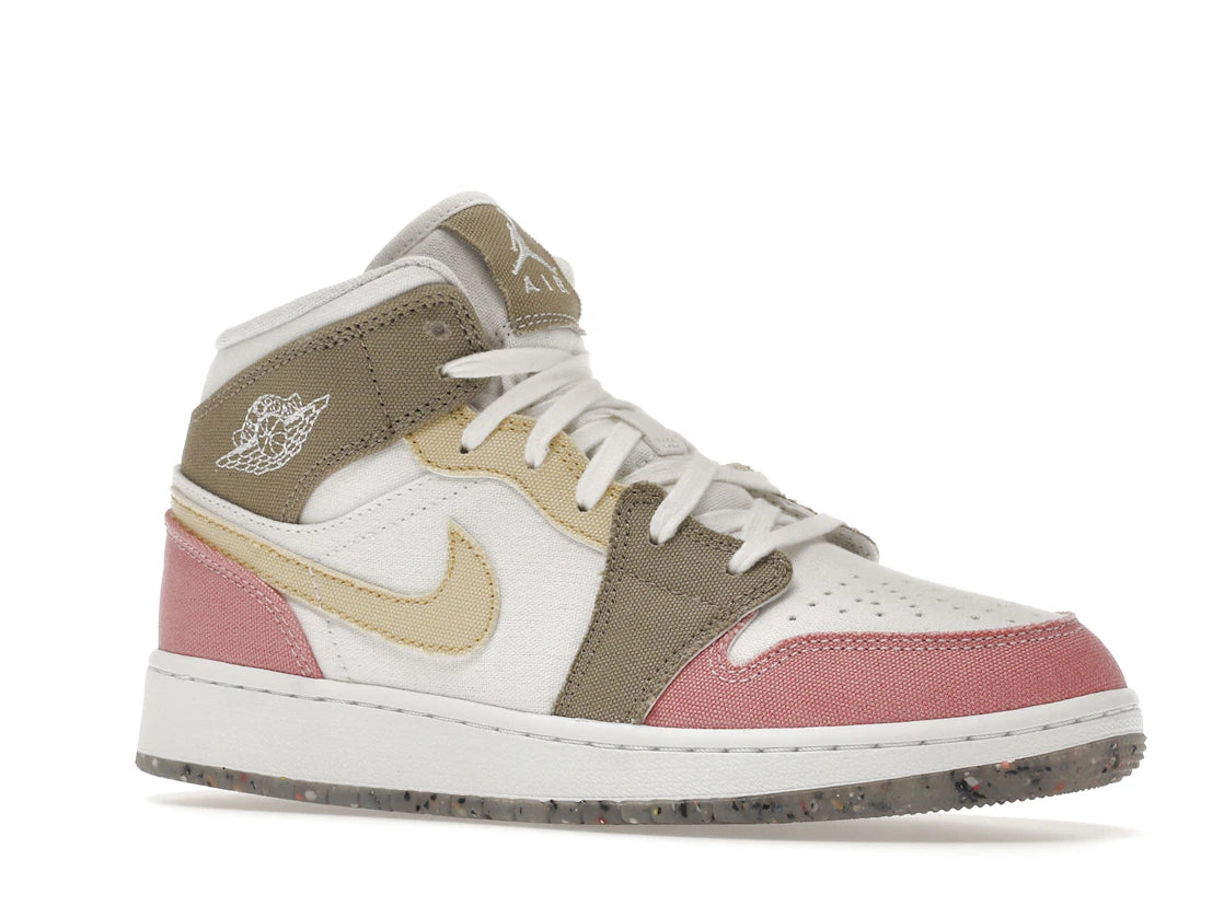 Jordan 1 Mid SE Pastel Vivid Green Grind (GS) - vue secondaire A