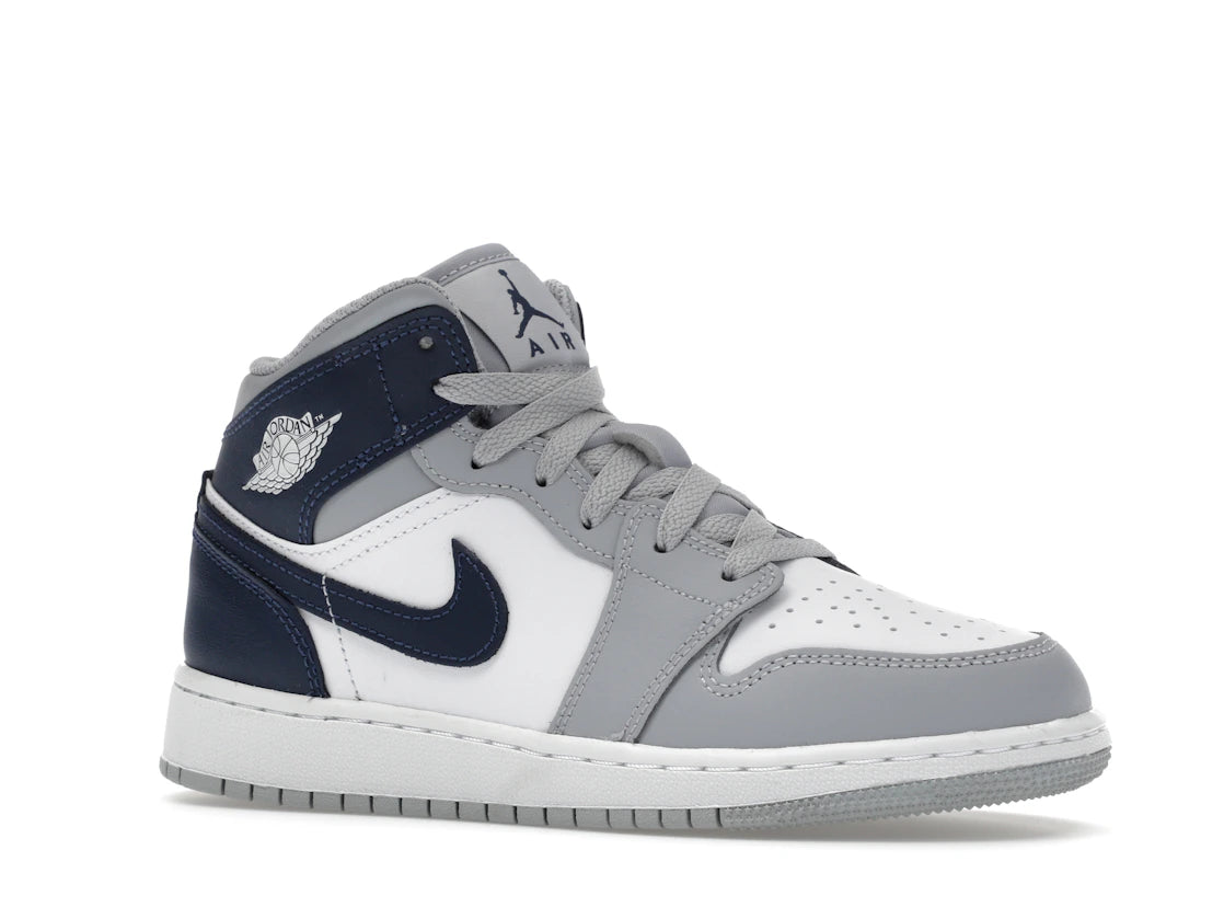 Jordan 1 Mid Wolf Grey Midnight Navy (GS) - vue secondaire A