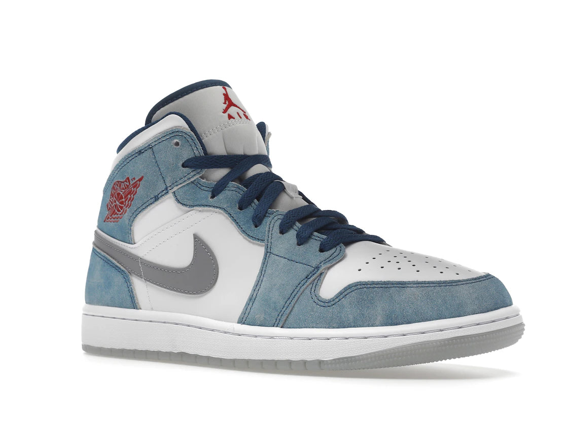 Jordan 1 Mid French Blue Fire Red