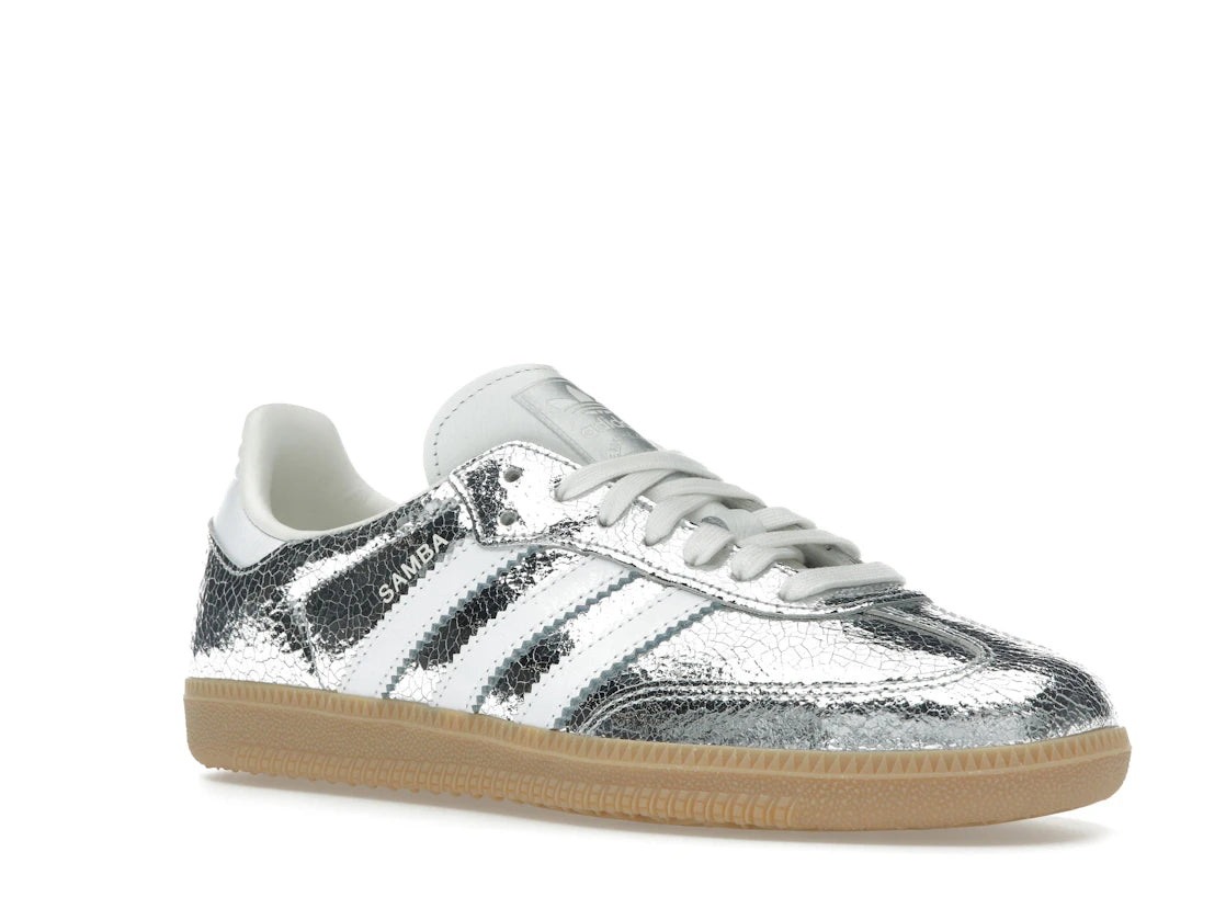 adidas Samba OG Silver Metallic Cracked Leather (Women's)