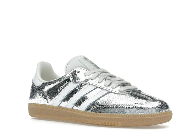 adidas Samba OG Silver Metallic Cracked Leather (Women's)