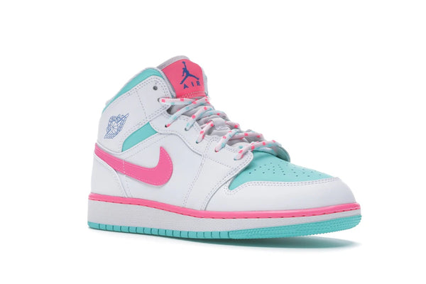 Jordan 1 Mid White Pink Green Soar (GS)