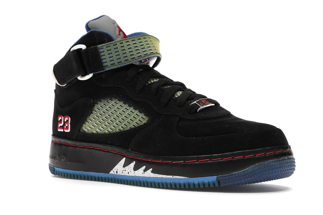 Jordan AJF 5 Black Blue Ribbon Varsity Red