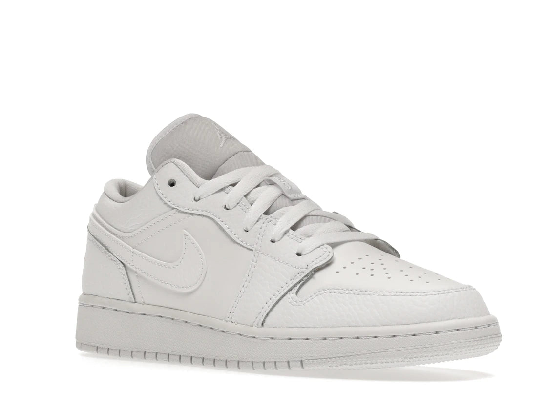Jordan 1 Low Triple White Tumbled Leather (GS)