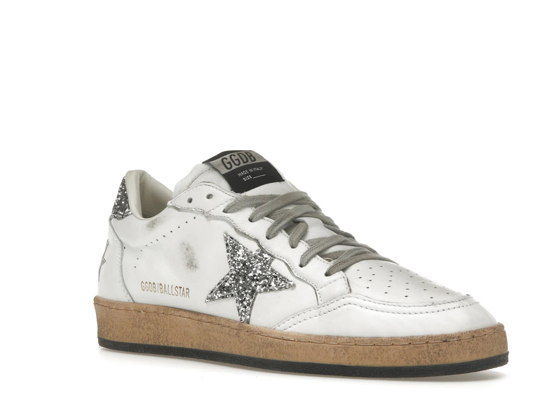 Golden Goose Ball Star Weiß Silberglitzer (Damen) - vue secondaire A