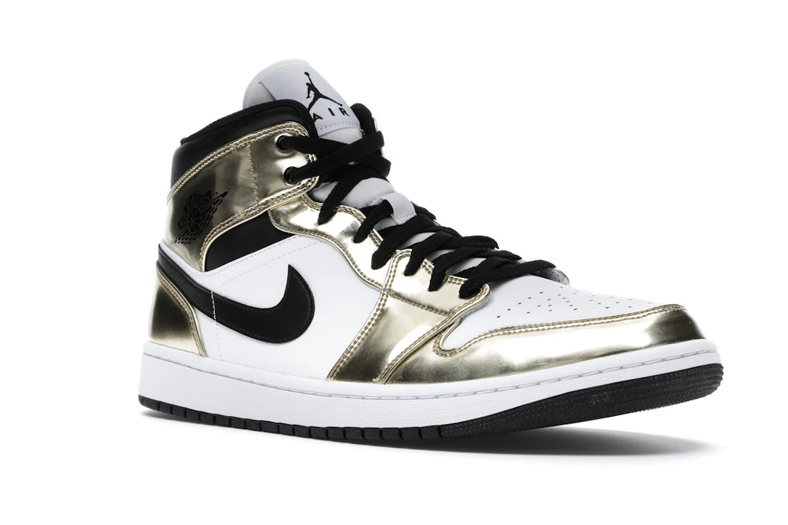 Jordan 1 Mid Metallic Gold Black White