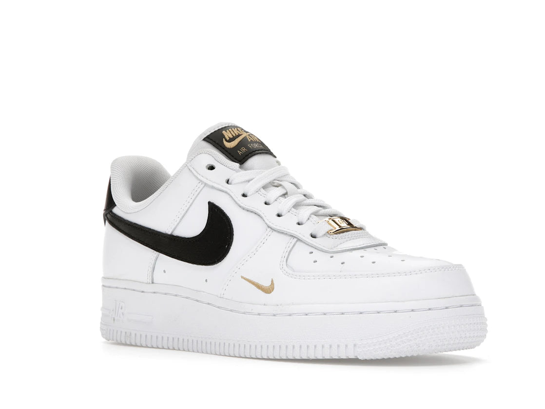 Nike Air Force 1 Low '07 Essential White Black Gold Mini Swoosh (Women's) - vue secondaire A