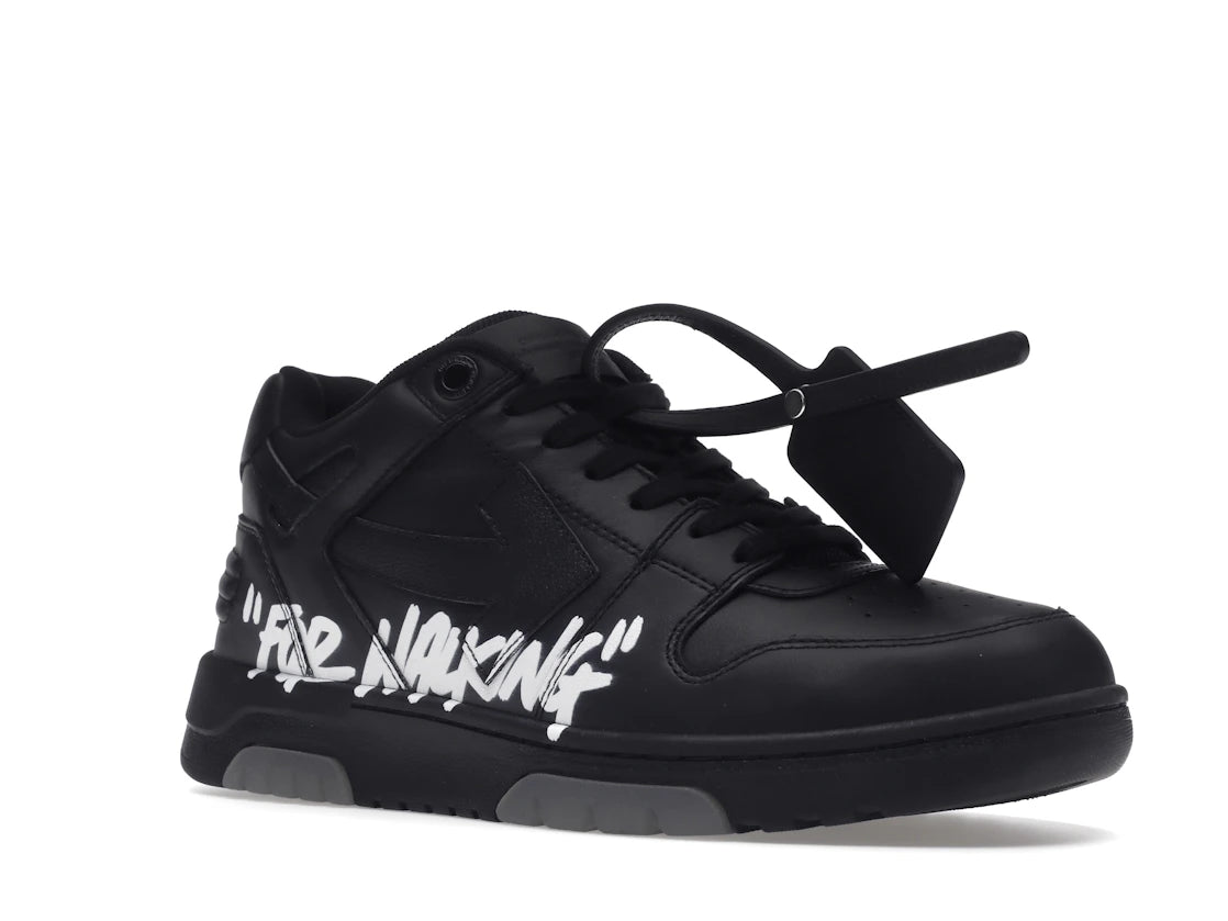 OFF-WHITE Out Of Office OOO "For Walking" Low Tops Black White