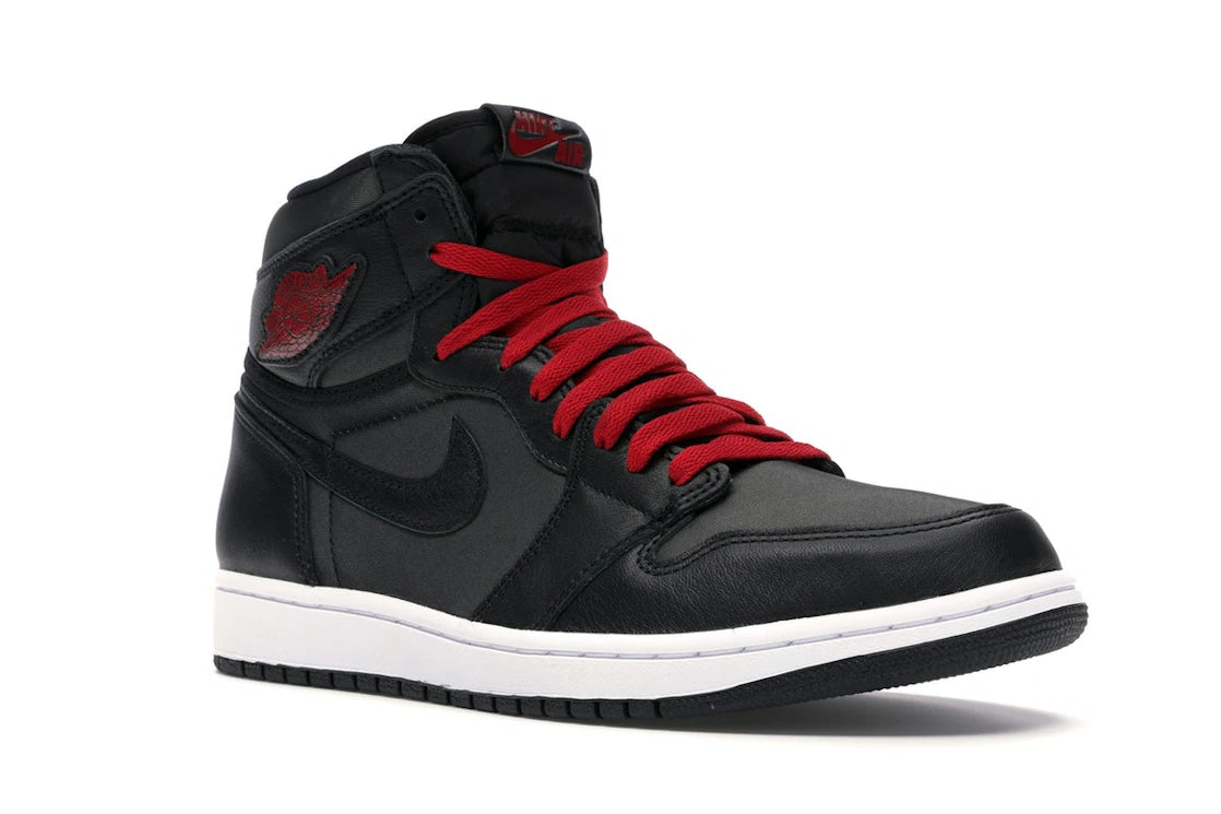 Jordan 1 Retro High Black Satin Gym Red