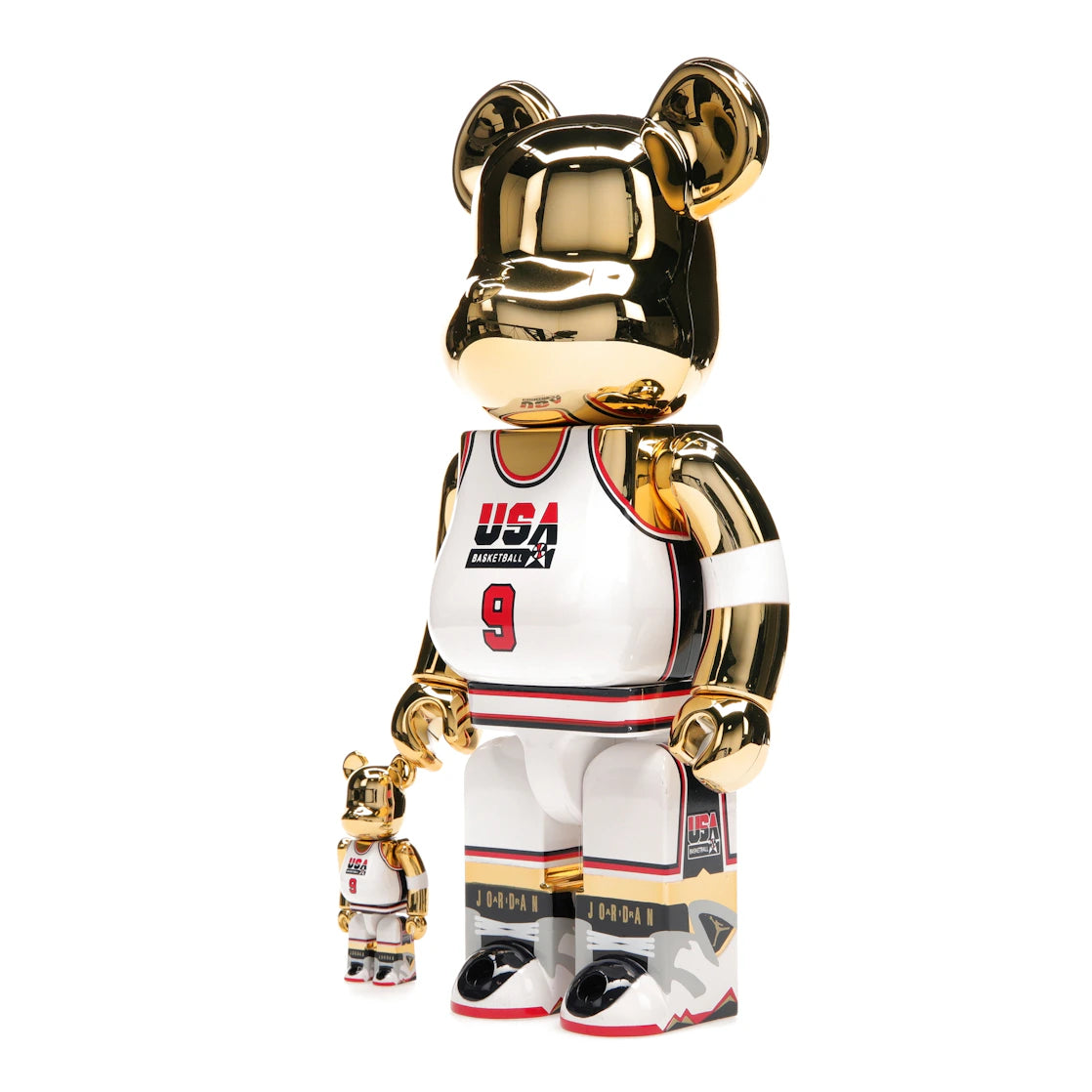 Bearbrick Michael Jordan 1992 Team USA (Dream Team) 100% &amp; 400% Set Gold Chrome