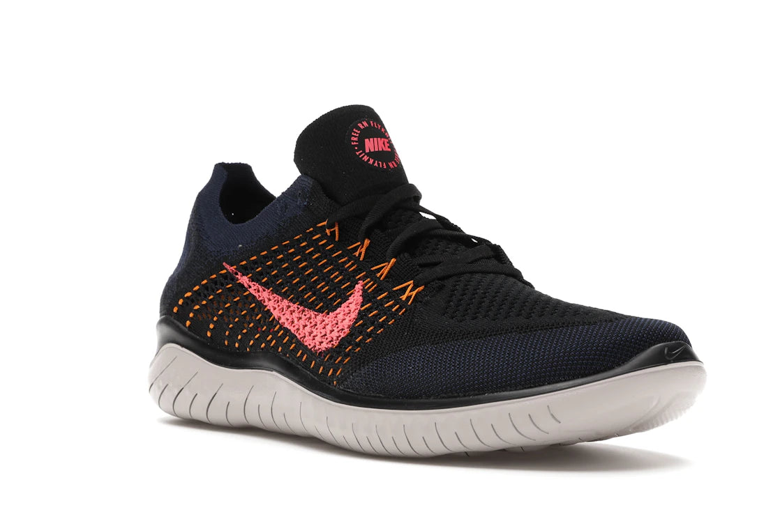 Nike Free RN Flyknit 2018 Black Flash Crimson Orange Peel - vue secondaire A