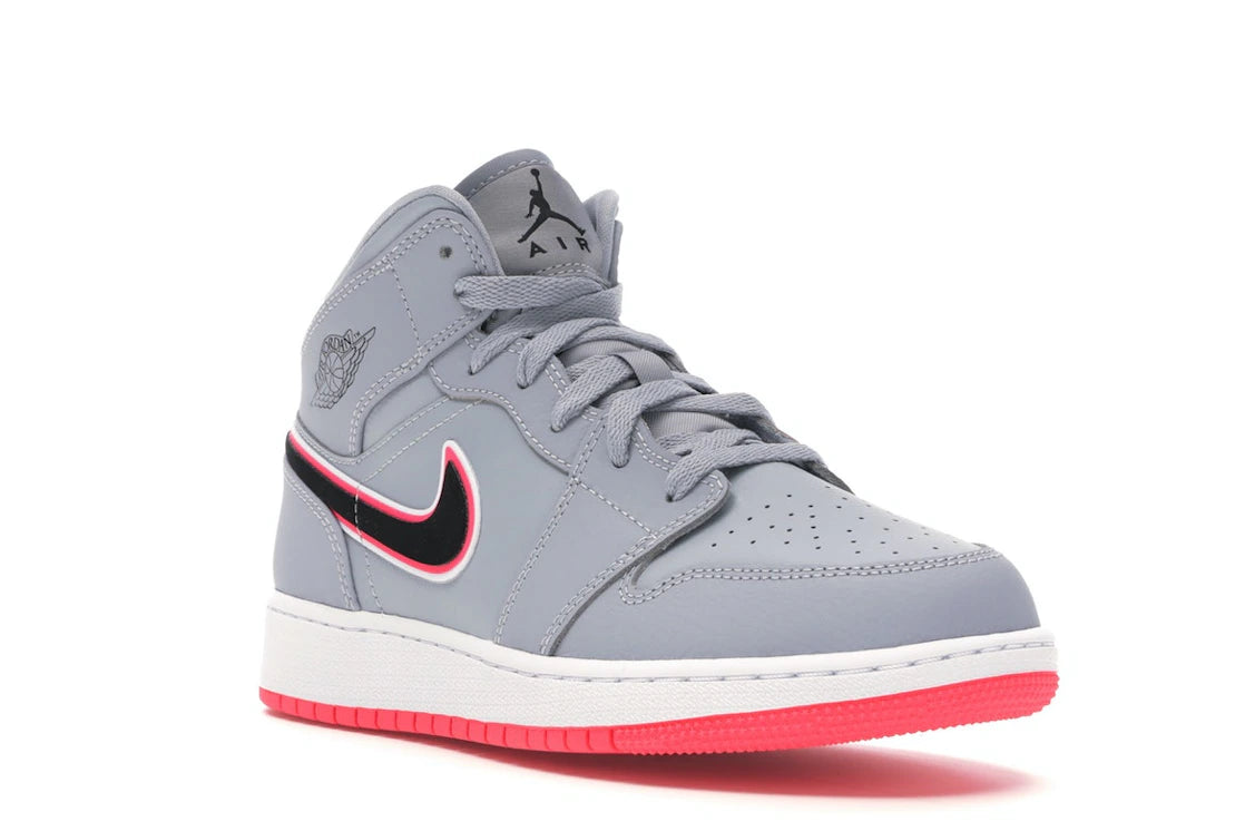 Jordan 1 Mid Wolf Grey Racer Pink Black (GS) - vue secondaire A