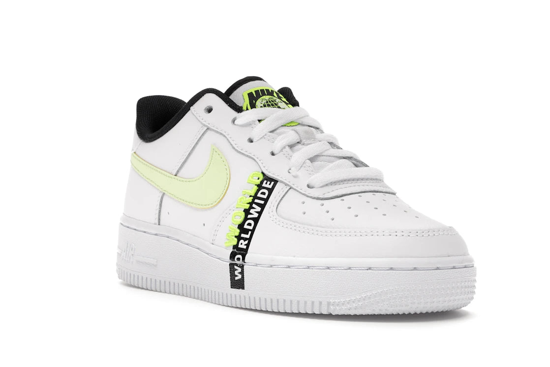 Nike Air Force 1 Low Worldwide White Barely Volt (GS) - vue secondaire A