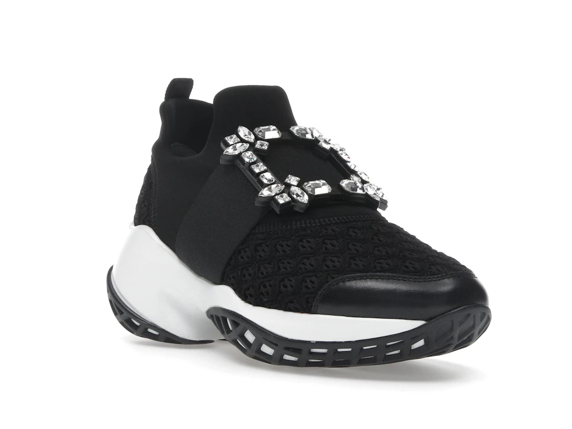 Roger Vivier Viv' Run Fabric Black White Crystal Buckle (Women's) - vue secondaire A